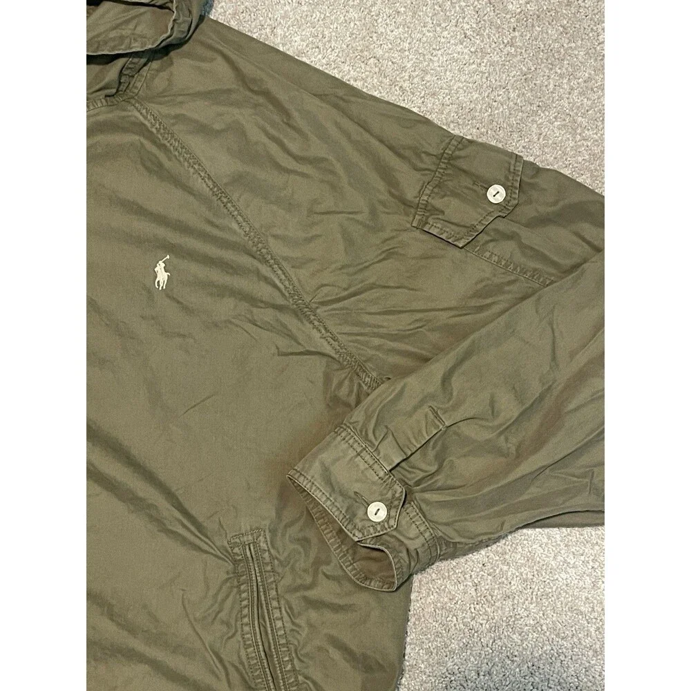 Polo Ralph Lauren Jacket Mens Big 3X Green Hooded Canvas Full Zip Outdoor